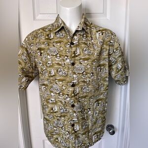 Mens Mickey Mouse Disney All Over Hawaiian Print Button Up Shirt Medium